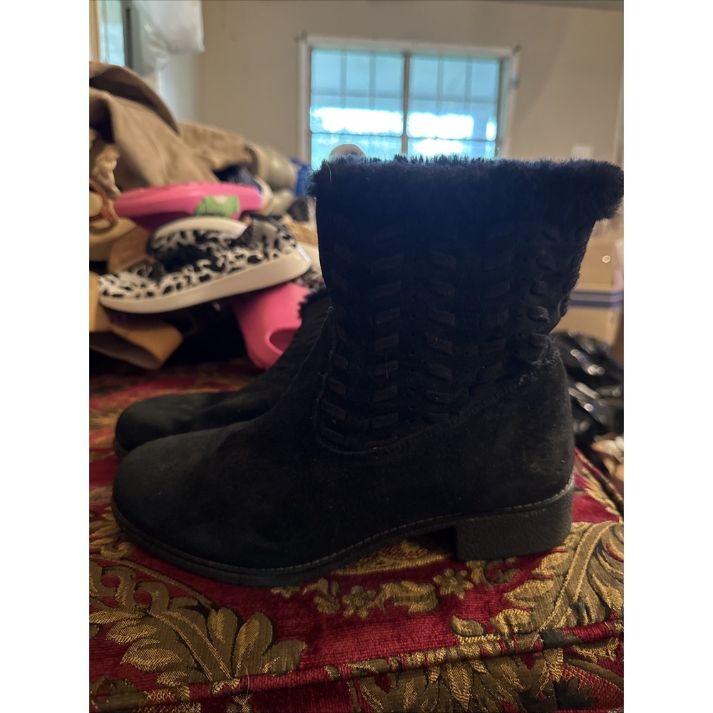 ABEO "Bristol" Women's Black Suede Genuine Sheepskin Lining Boots Size 8.5